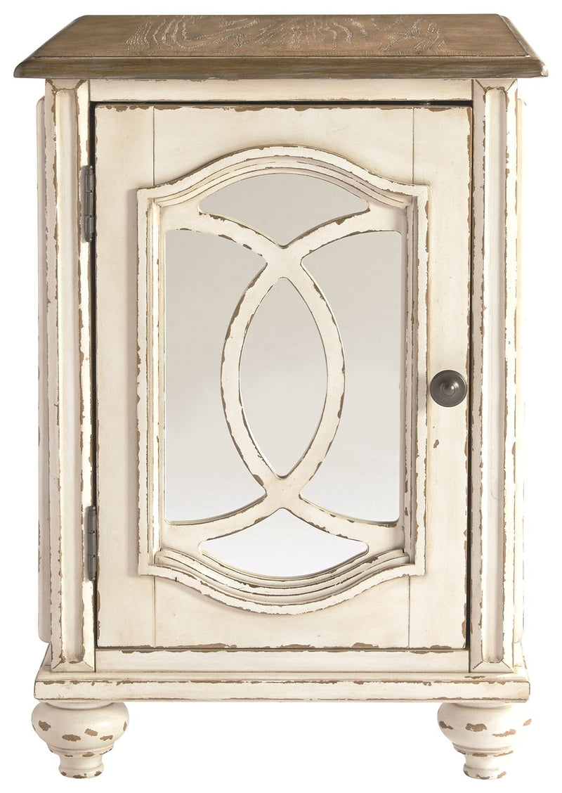 Realyn - Chair Side End Table - Insert Mirror - White / Brown - R&R Furniture Gallery (Fountain Valley, CA)