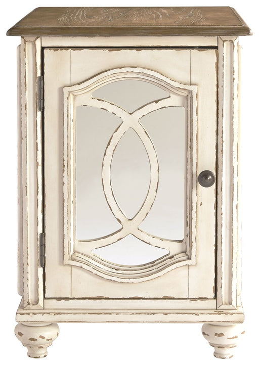 Realyn - Chair Side End Table - Insert Mirror - White / Brown - R&R Furniture Gallery (Fountain Valley, CA)