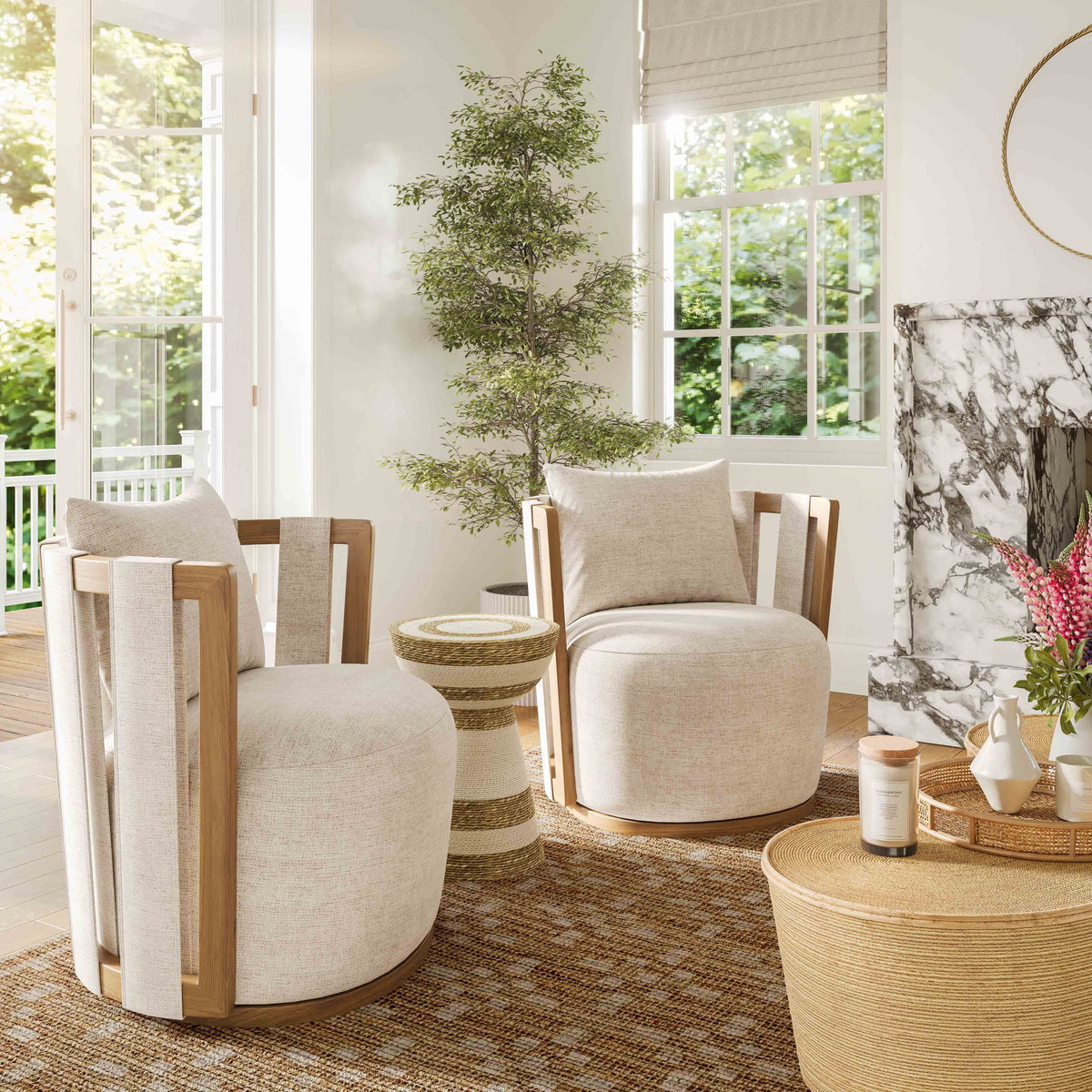 Paolo - Textured Weave Swivel Chair - R&R Furniture Gallery (Fountain Valley, CA)