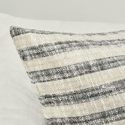 Linna 24x24 inch accent pillow by Classic Home with natural and black fabric, soft textured decorative cushion for sofa or bed.