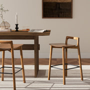 Sven - Modern Minimalist Low Back Counter Stool - Dark Brown Walnut - R&R Furniture Gallery (Fountain Valley, CA)
