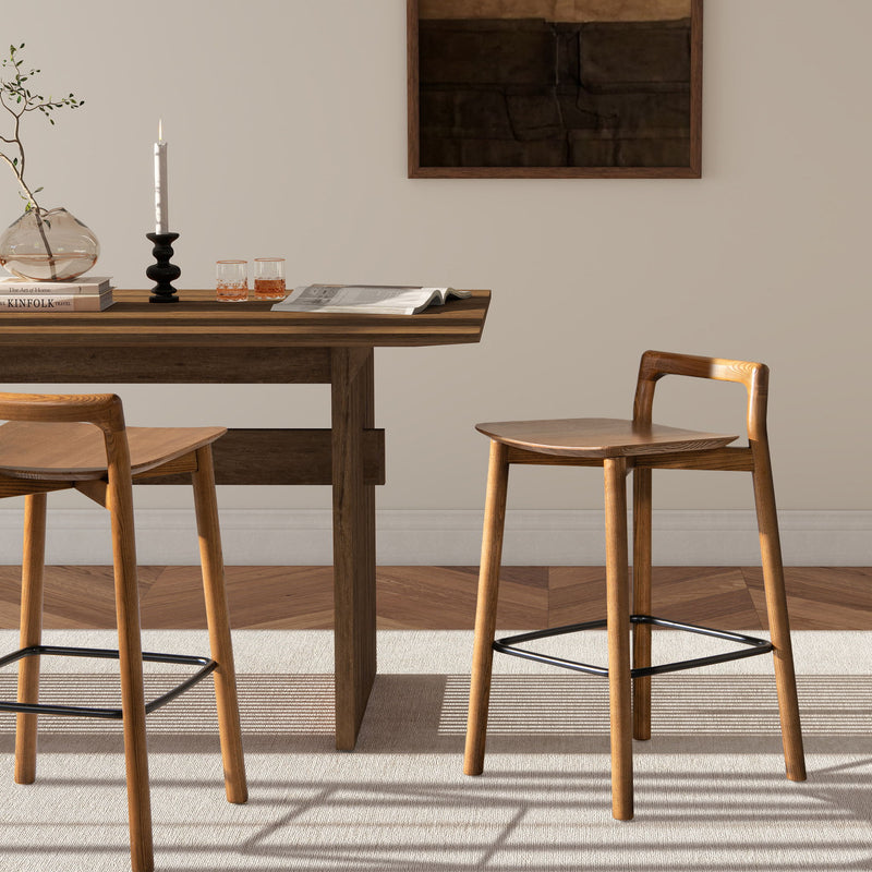 Sven - Modern Minimalist Low Back Counter Stool - Dark Brown Walnut - R&R Furniture Gallery (Fountain Valley, CA)