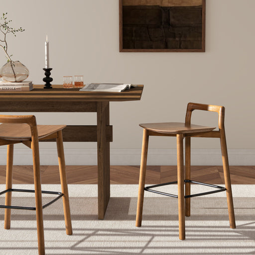 Sven - Modern Minimalist Low Back Counter Stool - Dark Brown Walnut - R&R Furniture Gallery (Fountain Valley, CA)