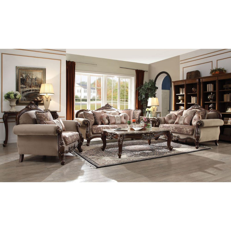 Mehadi - Sofa With 8 Pillows - Velvet & Walnut - R&R Furniture Gallery (Fountain Valley, CA)