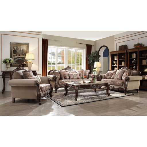 Mehadi - Sofa With 8 Pillows - Velvet & Walnut - R&R Furniture Gallery (Fountain Valley, CA)