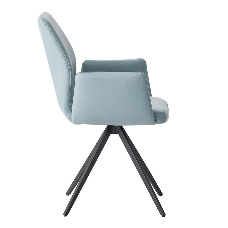 Segismunda - Arm Chair With Swivel - Light Blue Leather & Black - R&R Furniture Gallery (Fountain Valley, CA)