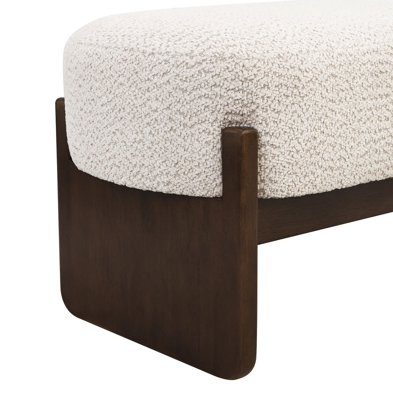 Noble House Loop Yarn Ottoman bench with a woven, textured design, perfect for living room or entryway decor.