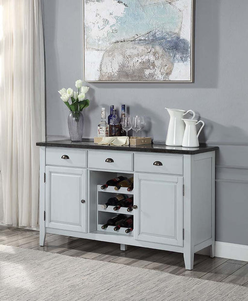 Lanton - Server - Natural Marble & Antique White - R&R Furniture Gallery (Fountain Valley, CA)