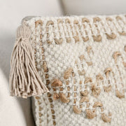 Ivory and natural farm-themed accent pillow from Classic Home with embroidered farm scene on soft fabric.