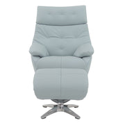 Janella - Motion Accent Chair With Swivel & Ottoman - Babyblue Leather - R&R Furniture Gallery (Fountain Valley, CA)