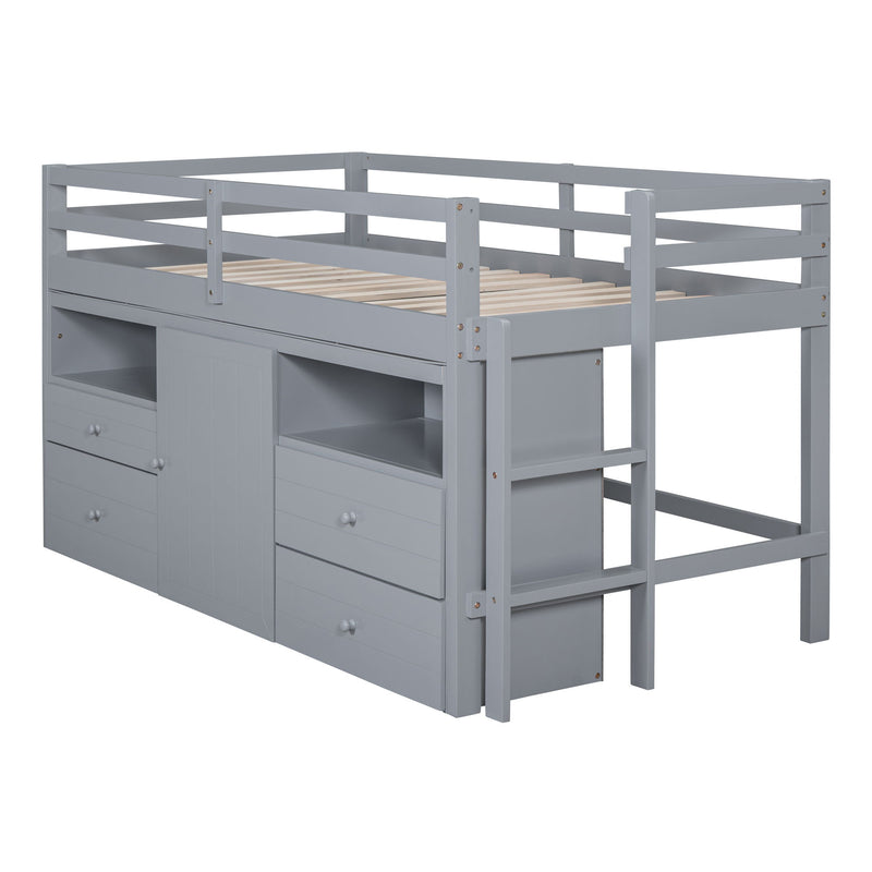Loft Bed With 4 Drawers, Underneath Cabinet And Shelves - R&R Furniture Gallery (Fountain Valley, CA)