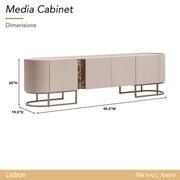 Lisbon - Media Cabinet - Silky Cream / Bronze - R&R Furniture Gallery (Fountain Valley, CA)