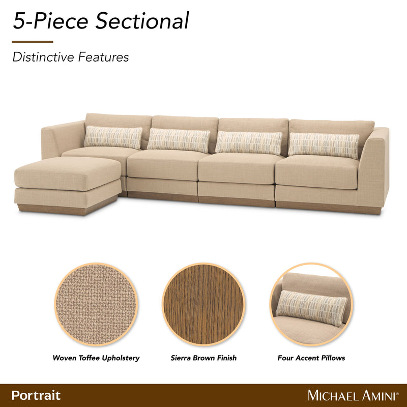 Portrait - 5-Piece Sectional - Toffee / Sienna Brown - R&R Furniture Gallery (Fountain Valley, CA)