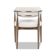 Artemis - Mixed Material Upholstered Dining Arm Chair - Warm White - R&R Furniture Gallery (Fountain Valley, CA)