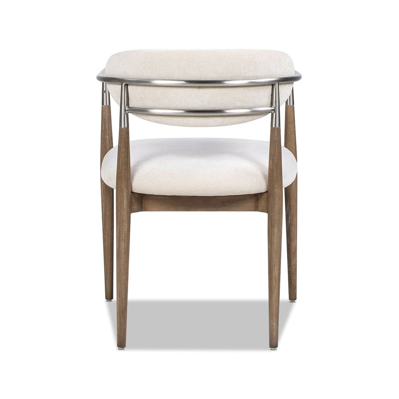 Artemis - Mixed Material Upholstered Dining Arm Chair - Warm White - R&R Furniture Gallery (Fountain Valley, CA)