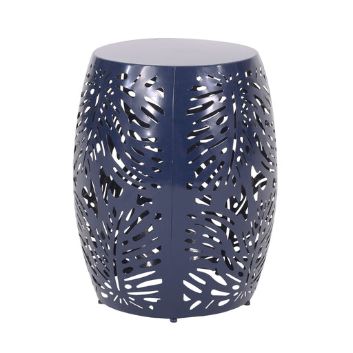 Modern metal end table by Noble House featuring a large round top and sleek design, ideal for contemporary living rooms.