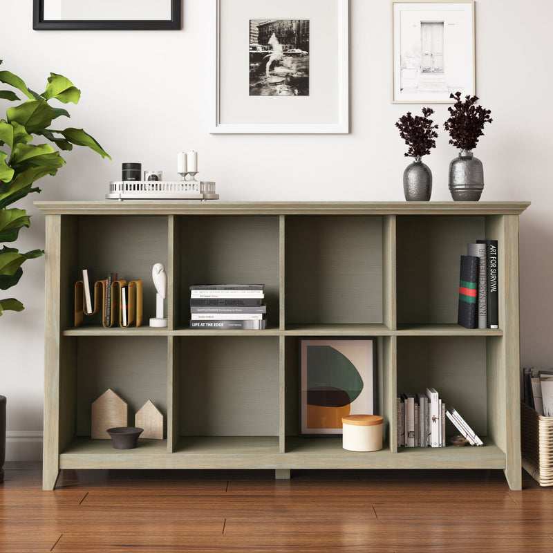 Simpli-Home Acadian handcrafted cube storage organizer with multiple compartments, ideal for organizing home or office spaces.