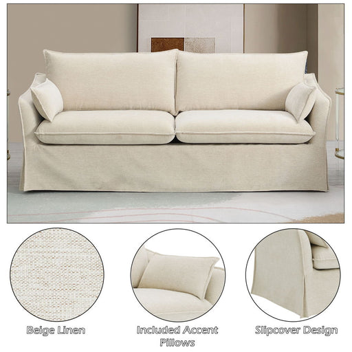 Shane - Sofa With 2 Pillows - Beige Linen - R&R Furniture Gallery (Fountain Valley, CA)