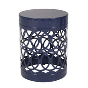 Set of two Noble House Delight powder coated iron end tables with a sleek, modern design and circular tabletop surfaces.