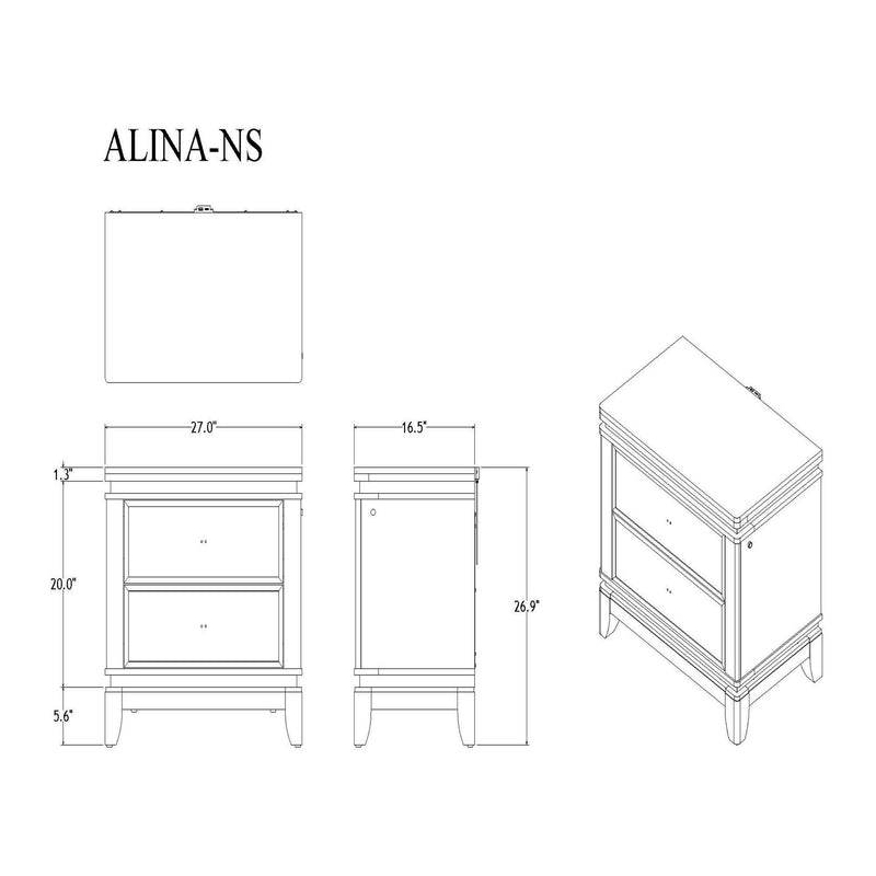 Adalid - Nightstand With Glittered Drawer Front And LED Lighting - White - R&R Furniture Gallery (Fountain Valley, CA)