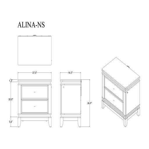 Adalid - Nightstand With Glittered Drawer Front And LED Lighting - White - R&R Furniture Gallery (Fountain Valley, CA)