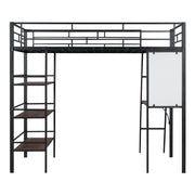 Loft Metal Bed With 3 Layers Of Shelves And Desk, Stylish Metal Frame Bed With board - R&R Furniture Gallery (Fountain Valley, CA)