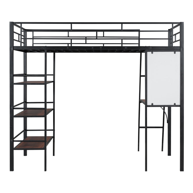 Loft Metal Bed With 3 Layers Of Shelves And Desk, Stylish Metal Frame Bed With board - R&R Furniture Gallery (Fountain Valley, CA)