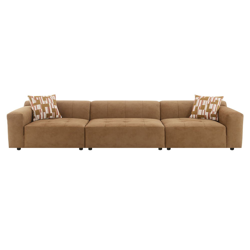 Zoey - Modular - LF Arm Chair With Pillow - Chocolate Suede - R&R Furniture Gallery (Fountain Valley, CA)