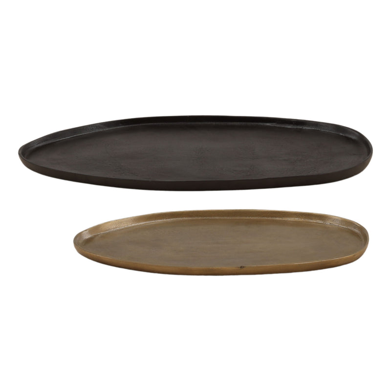 Roshan - Tray (Set of 2) - Black And Antique Brass