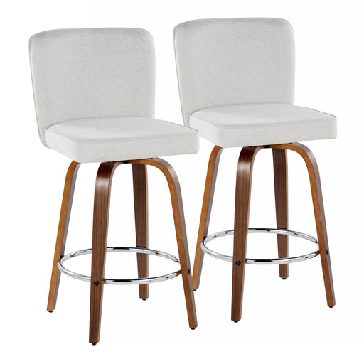 Set of two Lumi Source Henry contemporary counter stools with swivel, fixed height, round footrest, and modern design.