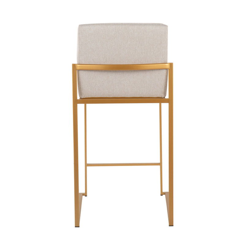 Lumi Source Fuji contemporary high back counter stool set with sleek design and stylish upholstery, ideal for modern kitchen or bar area.
