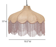 Buchanan - Jute Fringed Scalloped Pendant Light - Pink - R&R Furniture Gallery (Fountain Valley, CA)