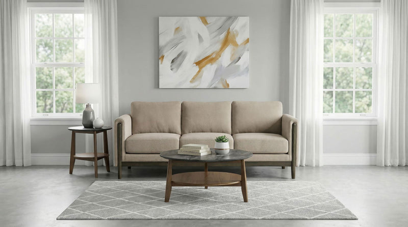 Islington Fabric Upholstered Panel Arm Sofa Taupe
