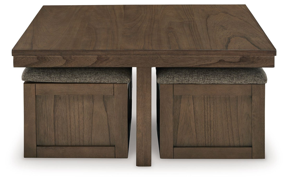 Boardernest - Cocktail Table With 4 Stools (Set of 5) - Brown - R&R Furniture Gallery (Fountain Valley, CA)