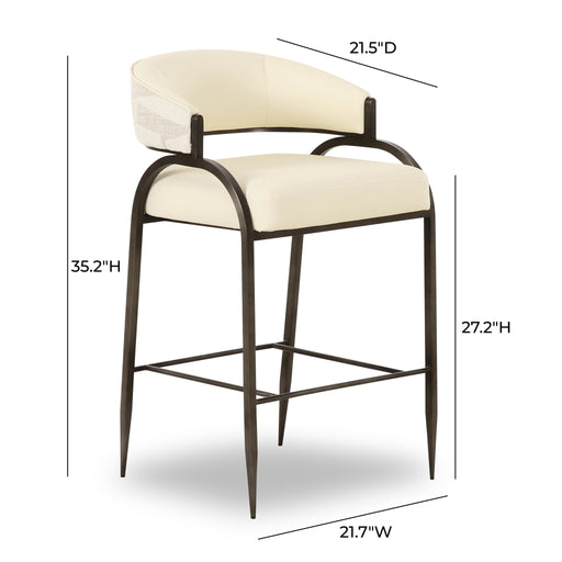 Tatum - Vegan Leather And 2-Tone Jacquard Counter Stool - Cream - R&R Furniture Gallery (Fountain Valley, CA)