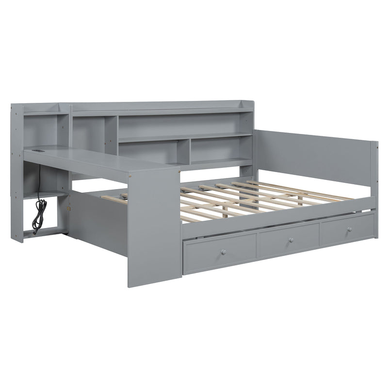 Daybed With 3 Drawers USB Ports And Desk - R&R Furniture Gallery (Fountain Valley, CA)