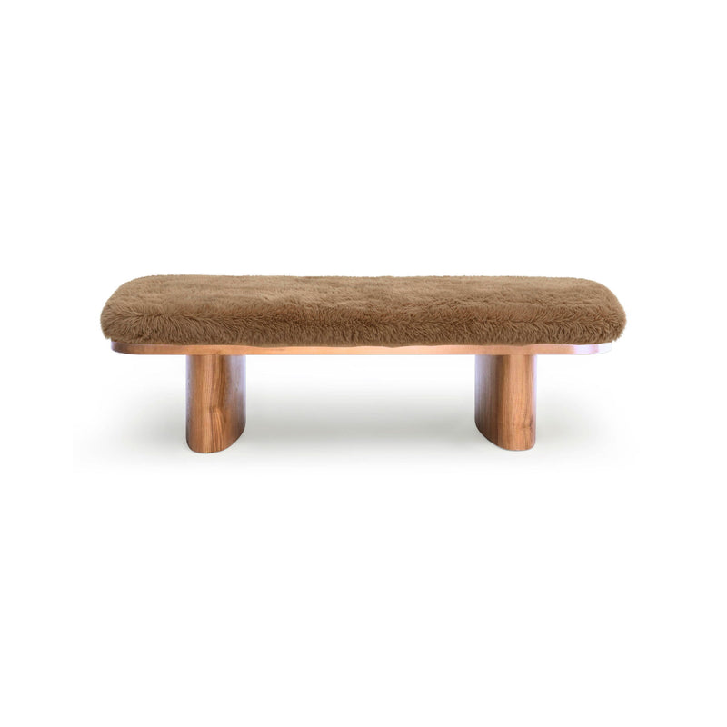 Upholstered Ollie straight bench by TOV Furniture with a sleek design and cushioned seating, perfect for modern home decor.