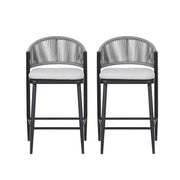 Outdoor 26" Counter Height Metal Frame Counter Stools With Scallop Shaped Backrest & Water Resistant Cushions - R&R Furniture Gallery (Fountain Valley, CA)