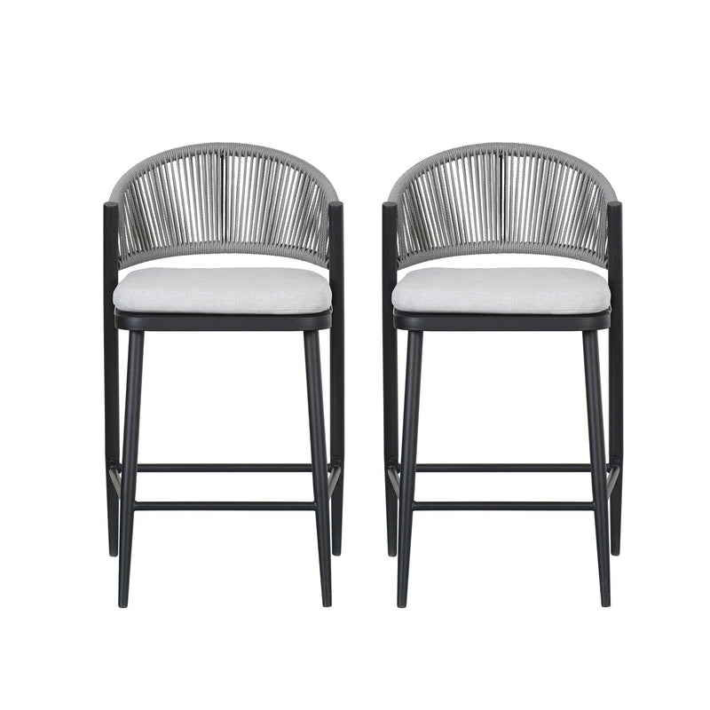Outdoor 26" Counter Height Metal Frame Counter Stools With Scallop Shaped Backrest & Water Resistant Cushions - R&R Furniture Gallery (Fountain Valley, CA)