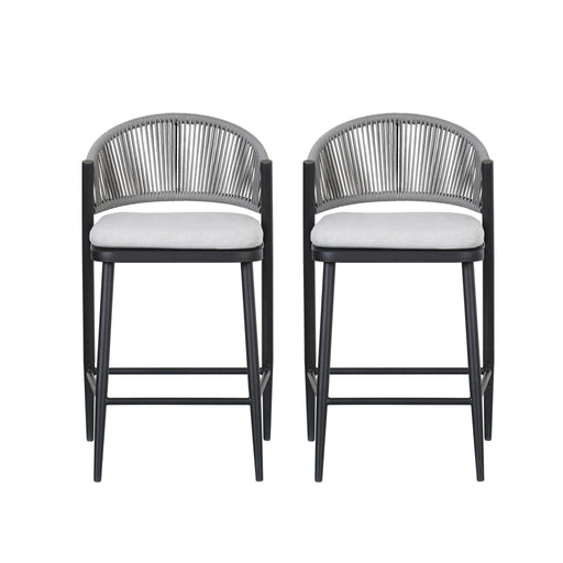 Outdoor 26" Counter Height Metal Frame Counter Stools With Scallop Shaped Backrest & Water Resistant Cushions - R&R Furniture Gallery (Fountain Valley, CA)