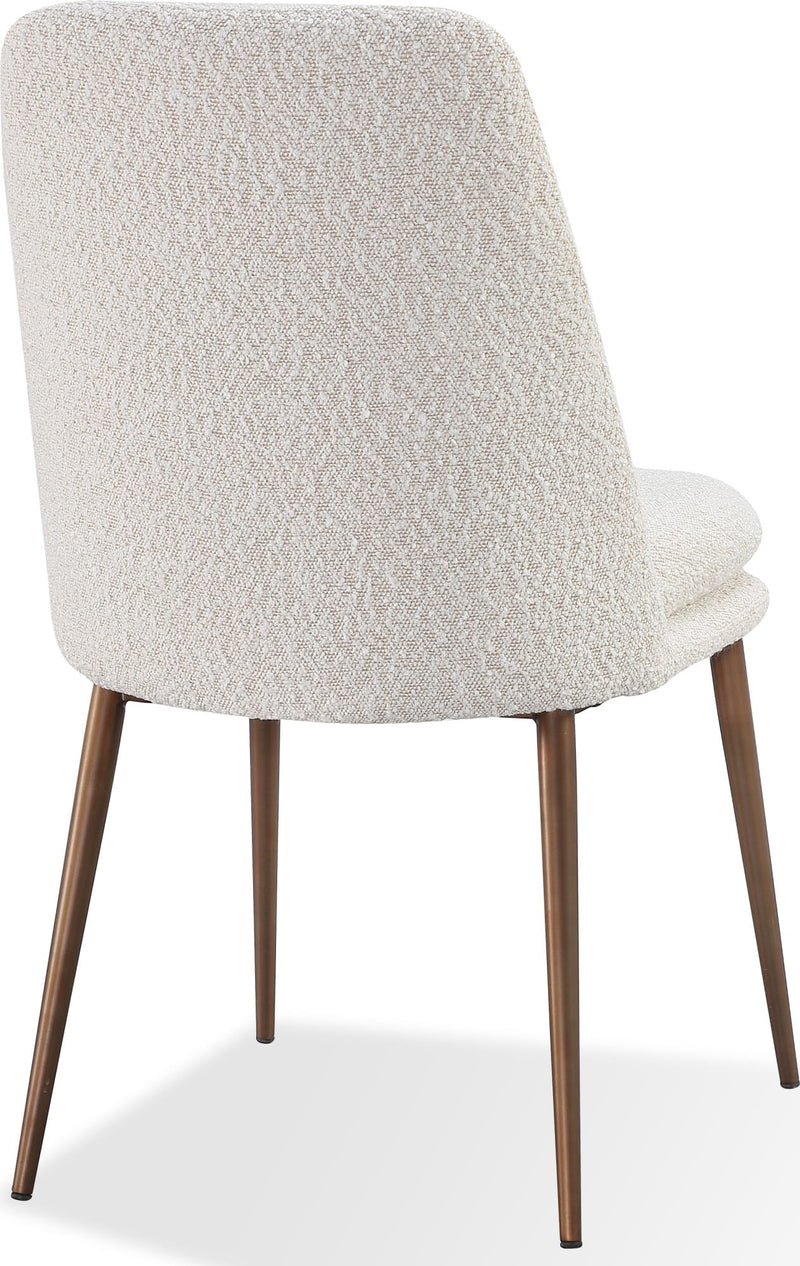 Wyatt Upholstered Dining Chair in Ricotta Boucle and Bronze Metal