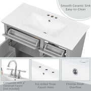 36" Bathroom Vanity With Sink, 2 Tip-Out Drawers, Soft Close Hinges - R&R Furniture Gallery (Fountain Valley, CA)