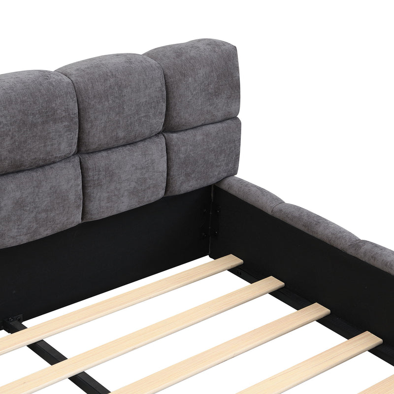 Elegant Upholstered Bed With Checkerboard Design - R&R Furniture Gallery (Fountain Valley, CA)