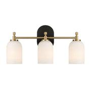 Meadows - 3 Lights Vanity Brush Bathroom Wall Light For Bathroom Over Mirror - Black / Gold / White - R&R Furniture Gallery (Fountain Valley, CA)