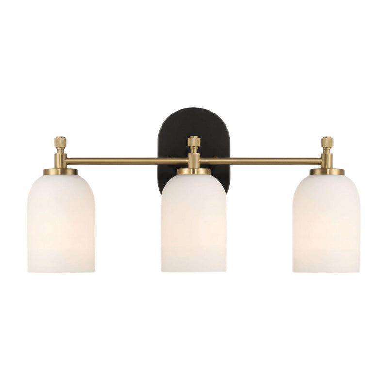 Meadows - 3 Lights Vanity Brush Bathroom Wall Light For Bathroom Over Mirror - Black / Gold / White - R&R Furniture Gallery (Fountain Valley, CA)
