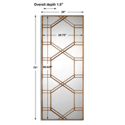 Uttermost Kennis Leaf Leaner Mirror with gold frame, featuring a stylish, botanical-inspired design and full-length reflection.
