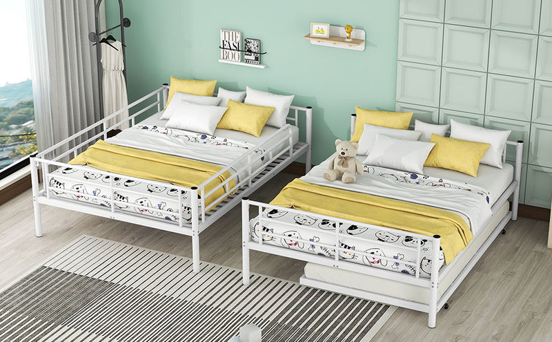 Steel construction bunk bed by DreamHaus with sturdy frame and twin-sized top and bottom bunks for kids' bedroom.