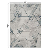 Geometrix - 5'3" X 7'3" Area Rug & Geometric, 3D Effect - Ivory / Gray - R&R Furniture Gallery (Fountain Valley, CA)