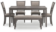 Wrenning - Dining Room Table Set (Set of 6) - Gray - R&R Furniture Gallery (Fountain Valley, CA)