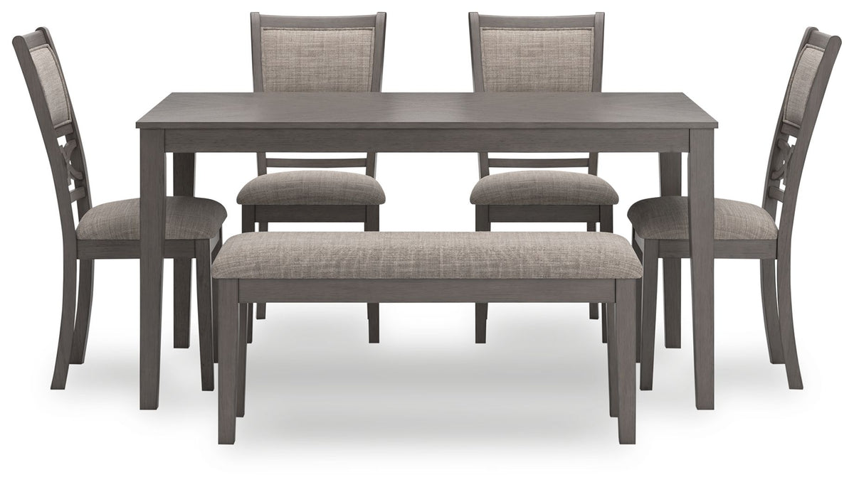 Wrenning - Dining Room Table Set (Set of 6) - Gray - R&R Furniture Gallery (Fountain Valley, CA)